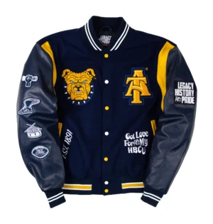 North carolina at motto 30 navy black wool leather varsity jacket 1