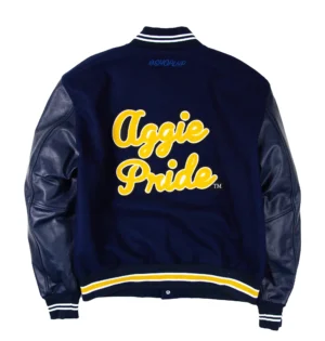 North carolina at motto 30 navy black wool leather varsity jacket 2