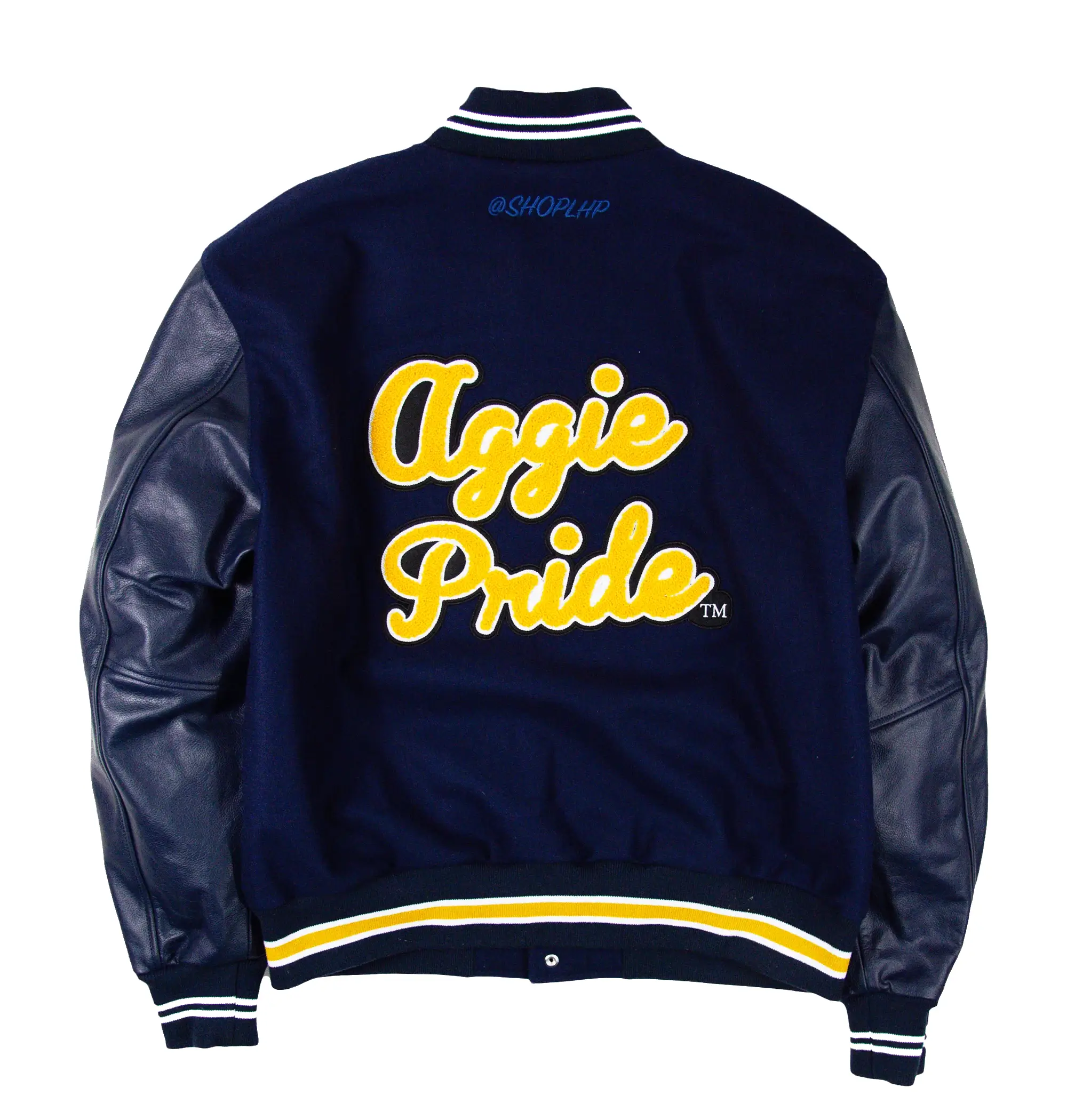 North carolina at motto 30 navy black wool leather varsity jacket 2