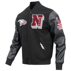 North carolina central eagles classic wool leather jacket