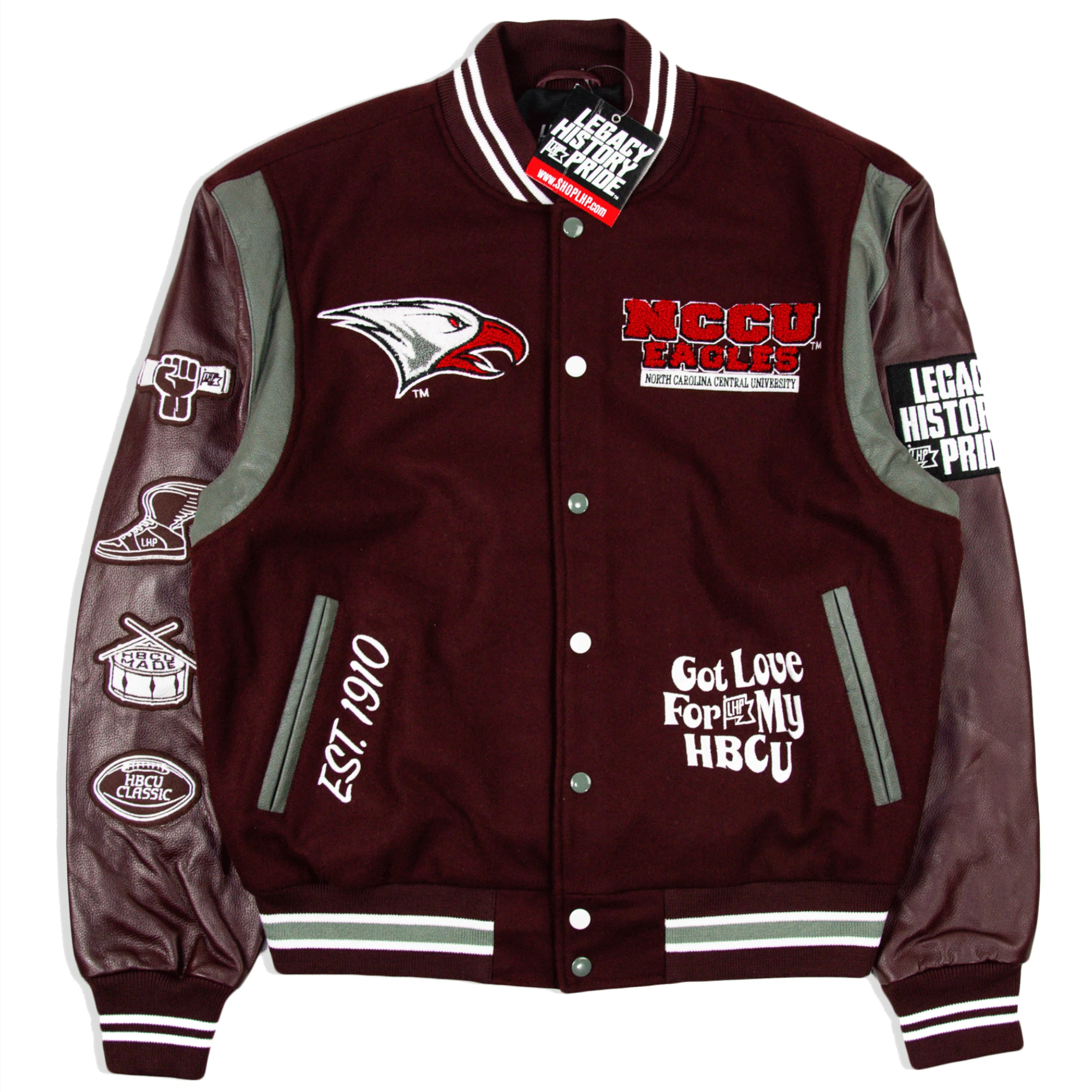 North carolina central eagles motto 30 wool leather jacket