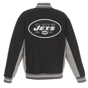Ny jets black and gray varsity wool jacket