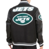 Ny jets mashup wool leather jacket