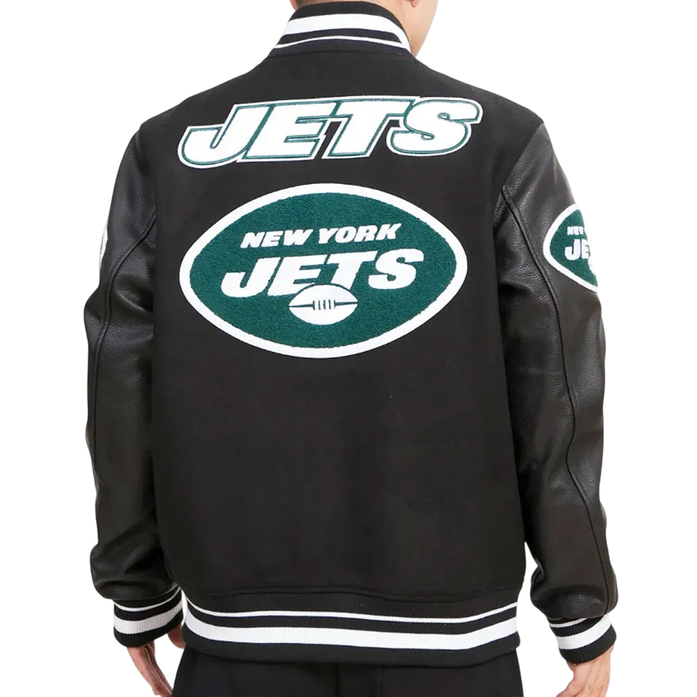 Ny jets mashup wool leather jacket