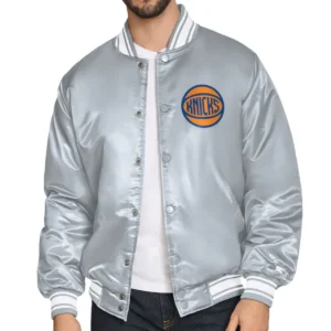 Ny knicks blue team name gray jacket