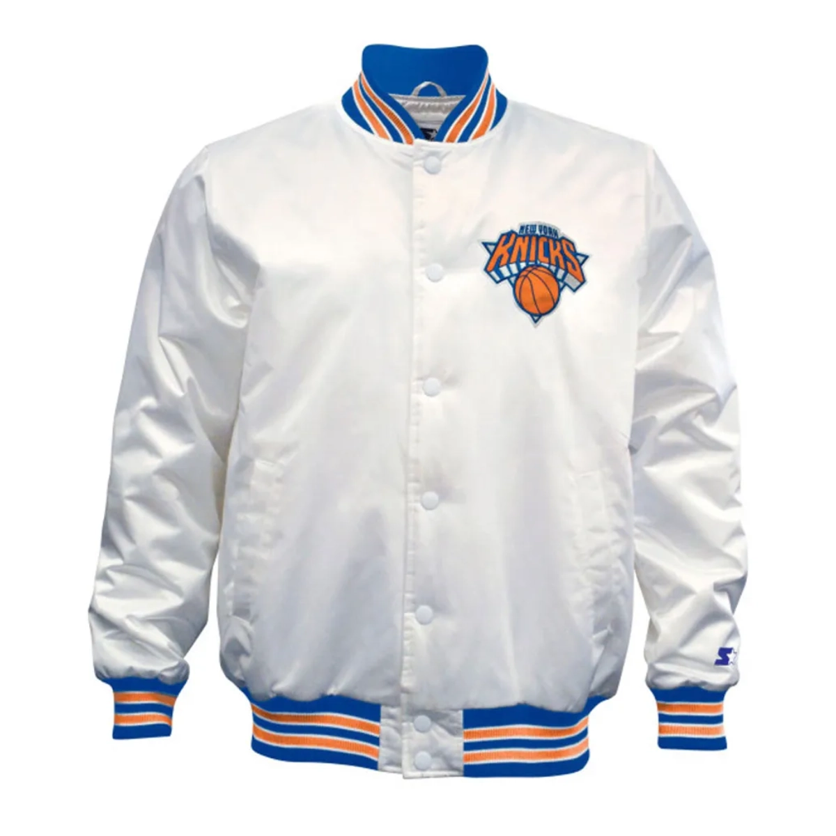 Ny knicks vintage full snap white satin jacket