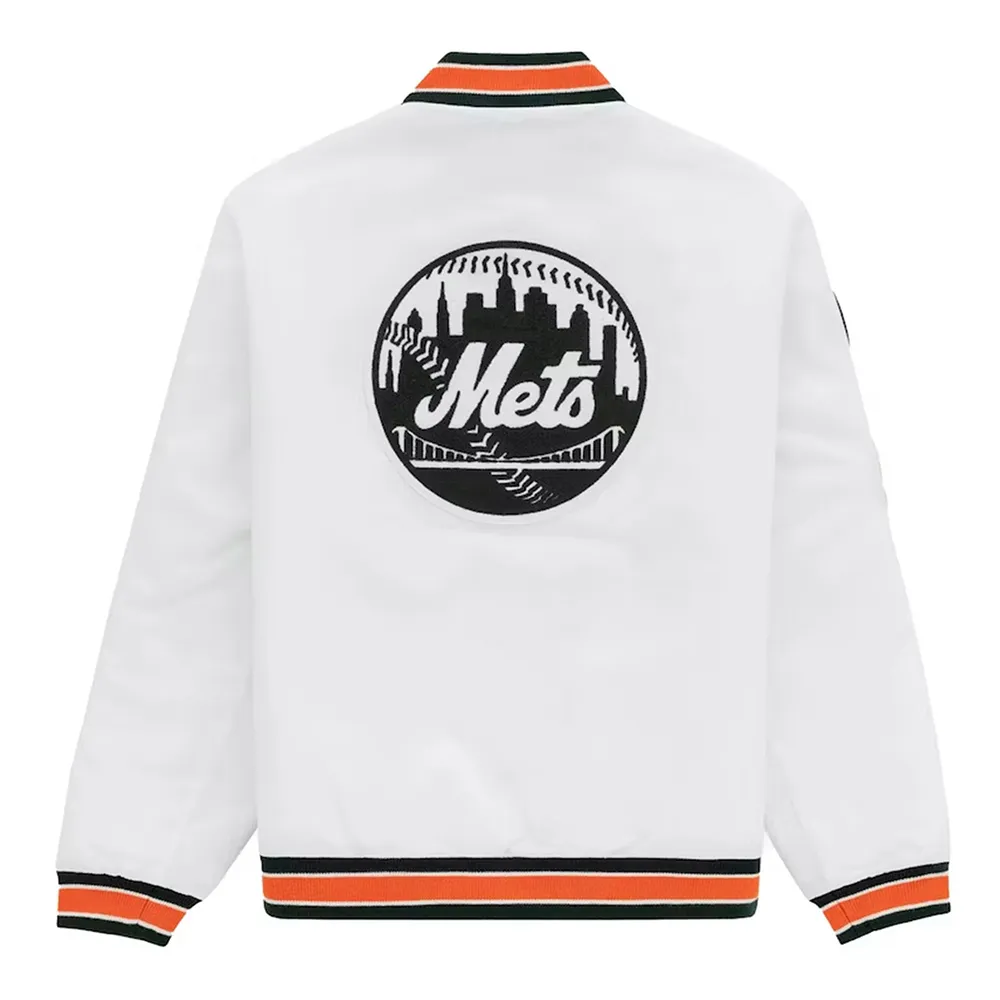 Ny mets aime leon dore white satin jacket
