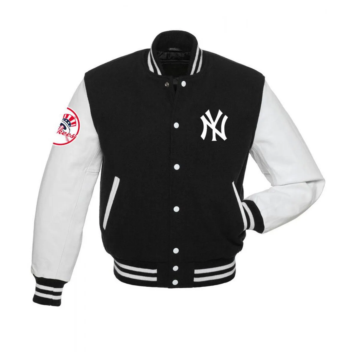 Ny yankees black and white letterman varsity jacket 1