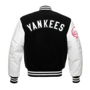 Ny yankees black and white letterman varsity jacket 2