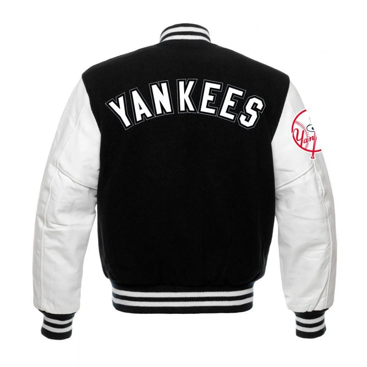 Ny yankees black and white letterman varsity jacket 2