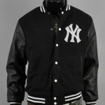 New York Yankees Letterman Black Wool/Leather Jacket