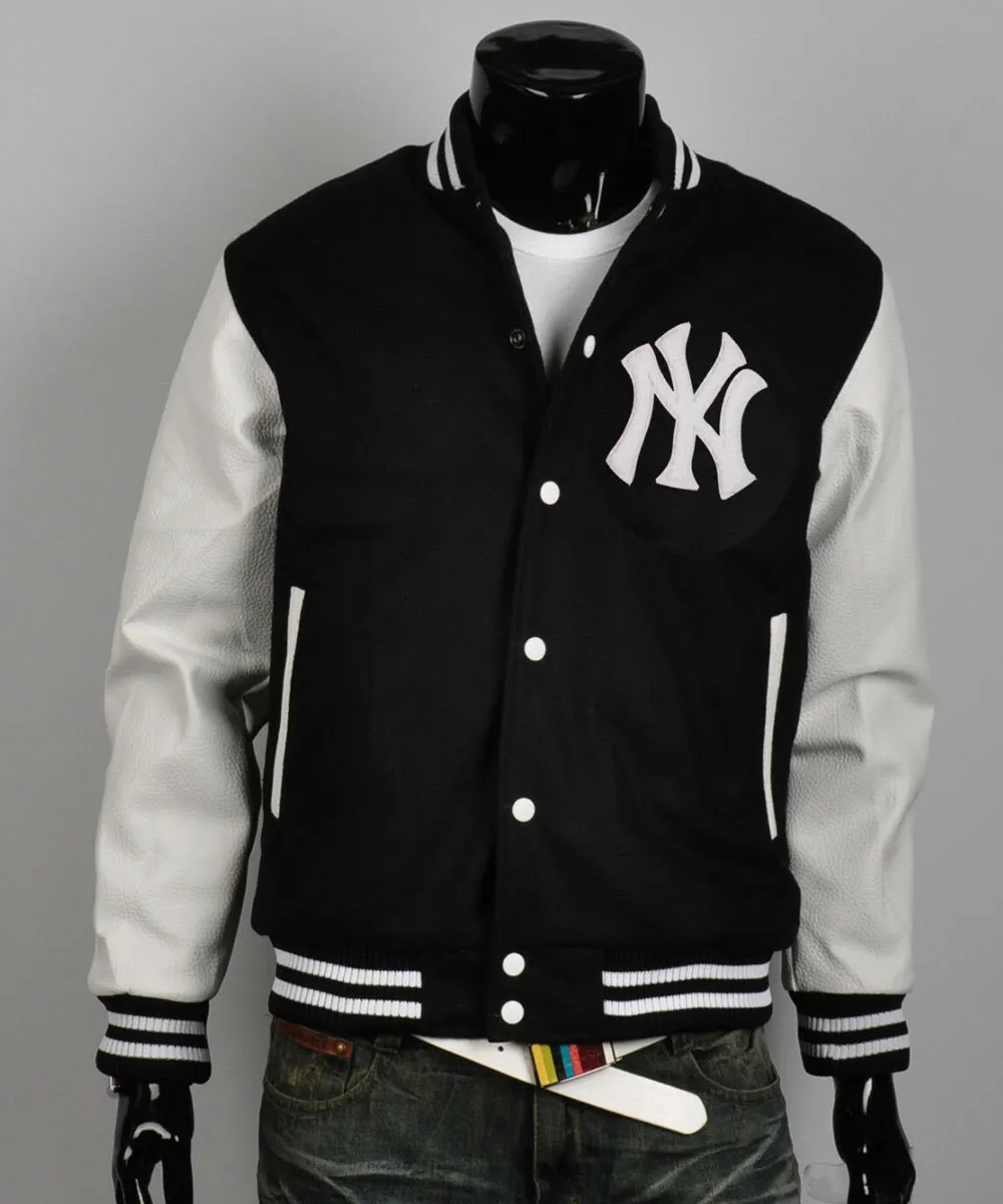 Ny yankees black white letterman jacket