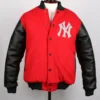 Ny yankees maroon red black letterman jacket