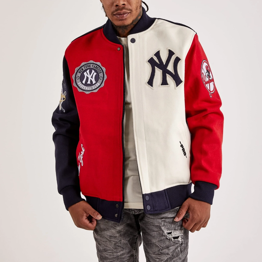 Ny yankees pro standard 27x world series block wool varsity jacket 1