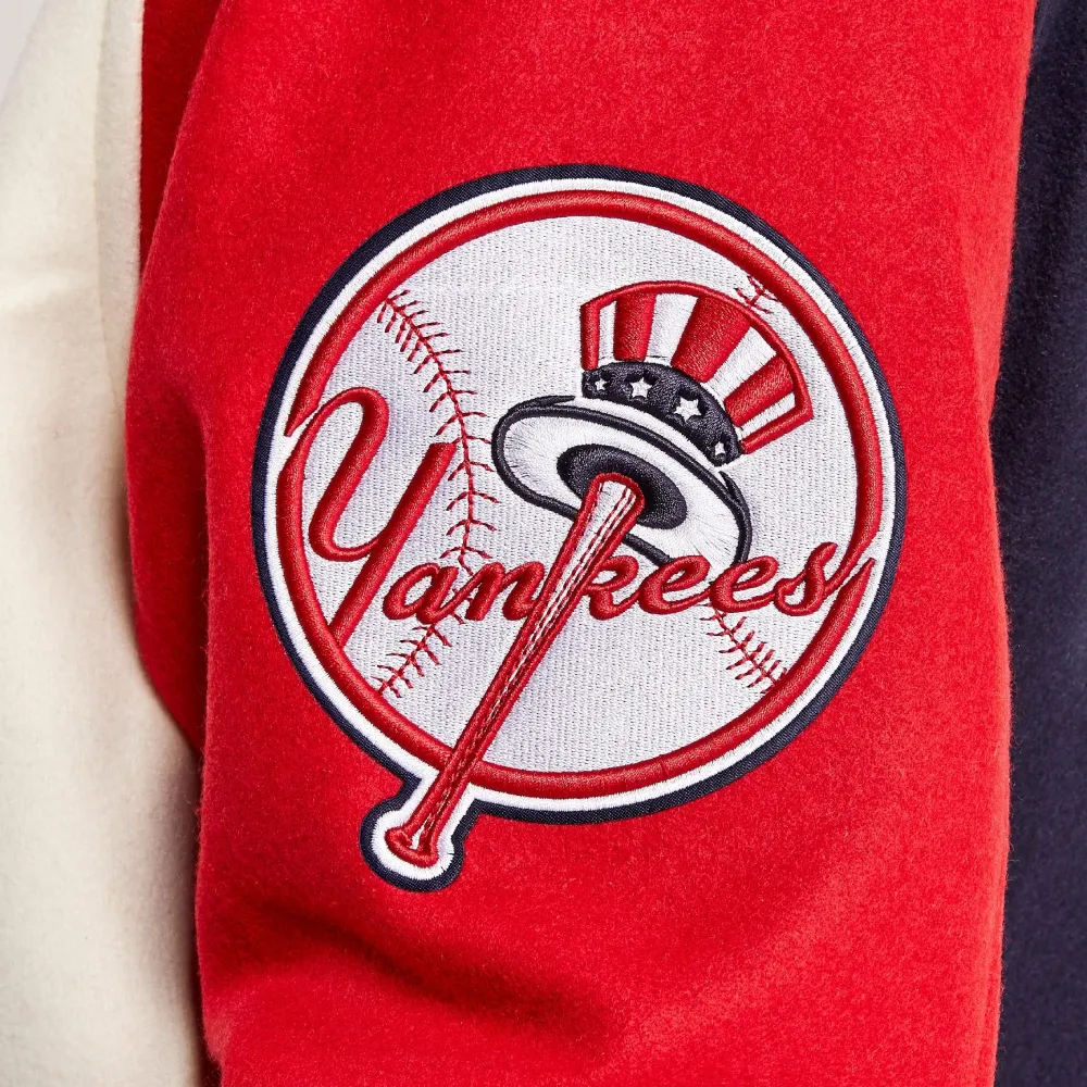 Ny yankees pro standard 27x world series block wool varsity jacket 5