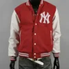 Ny yankees red white letterman jacket