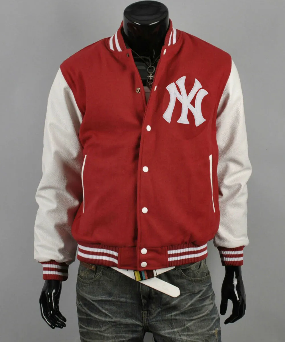Ny yankees red white letterman jacket