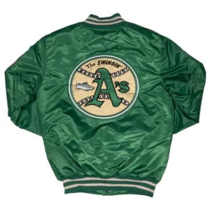Oakland athletics anniversary satin bomber jacket