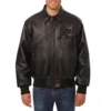 Oakland athletics full leather bomber varsity jacket black 1