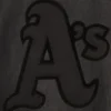 Oakland athletics full leather bomber varsity jacket black 3