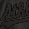 Oakland athletics full leather bomber varsity jacket black 4