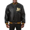 Oakland athletics full real leather varsity jacket black 1