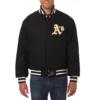 Oakland athletics handcrafted logo wool jacket black 1