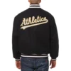 Oakland athletics handcrafted logo wool jacket black 2