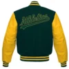 Oakland athletics letterman wool leather varsity jacket greenyellow 2 1