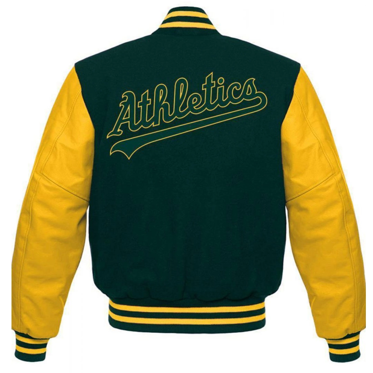 Oakland athletics letterman wool leather varsity jacket greenyellow 2 1