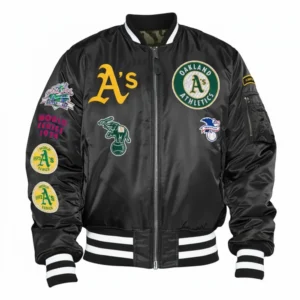 Oakland athletics ma 1 bomber varsity black jacket