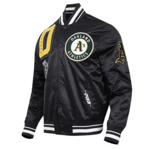 Oakland athletics mashup rib satin jacket black 1