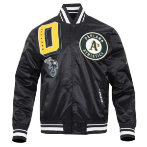 Oakland athletics mashup rib satin jacket black