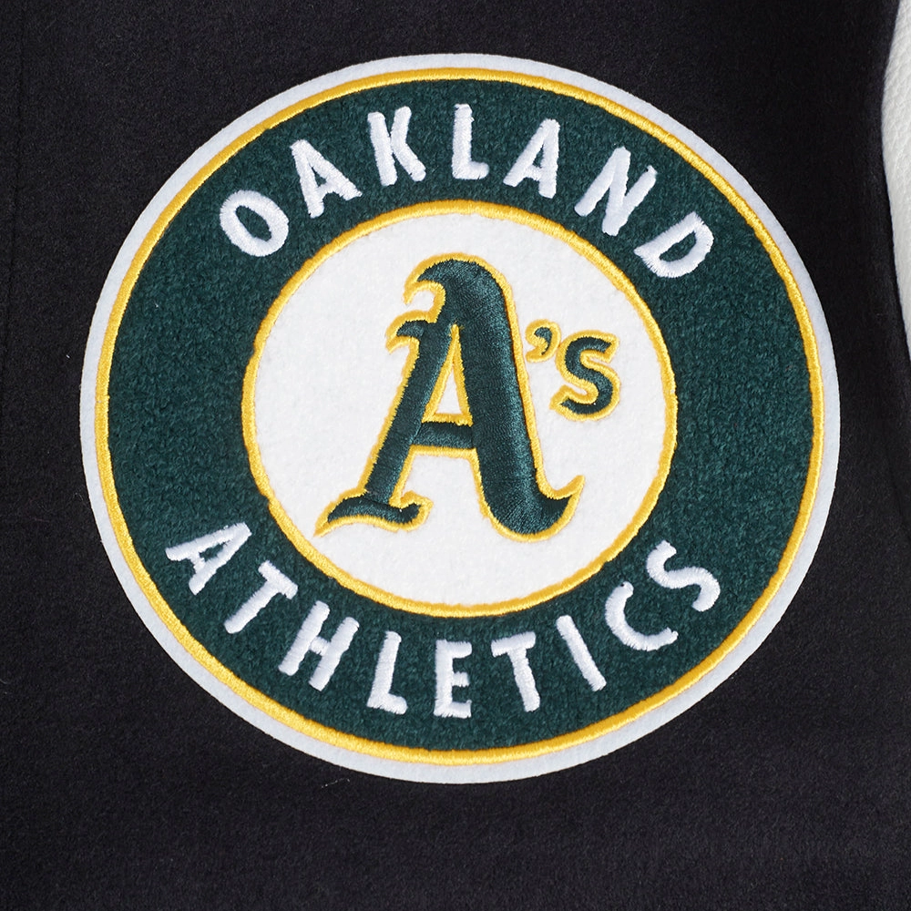 Oakland athletics mashup wool leather varsity jacket blackwhite 3 1