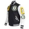 Oakland athletics mashup wool leather varsity jacket blackwhite 7 1