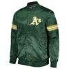 Oakland athletics pick roll full snap satin varsity jacket green 2