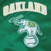 Oakland athletics retro classic womens full snap satin varsity jacket green 3