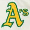 Oakland athletics retro classic womens full snap satin varsity jacket white 1