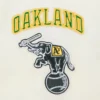 Oakland athletics retro classic womens full snap satin varsity jacket white 2