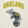 Oakland athletics retro classic womens wool leather varsity jacket cream green 1