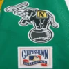 Oakland athletics retro classic womens wool leather varsity jacket cream green 2
