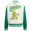 Oakland athletics retro classic womens wool leather varsity jacket cream green 7