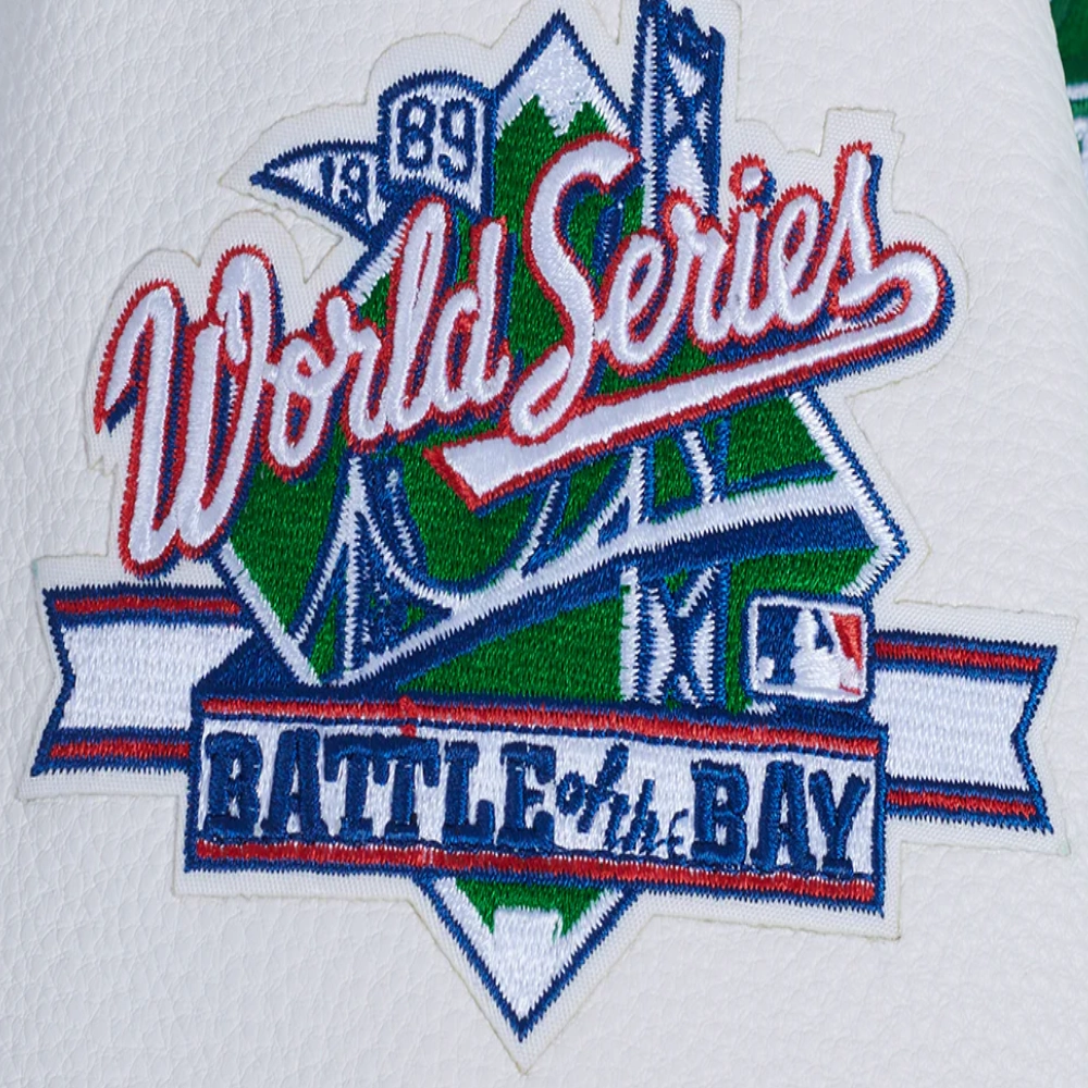 Oakland athletics retro classic womens wool leather varsity jacket green white 1