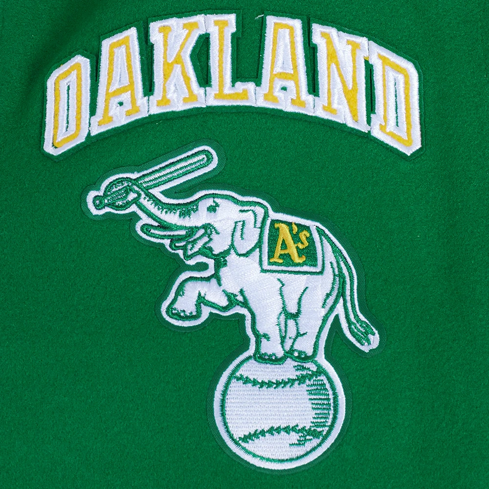 Oakland athletics retro classic womens wool leather varsity jacket green white 4