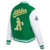 Oakland athletics retro classic womens wool leather varsity jacket green white 5