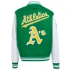 Oakland athletics retro classic womens wool leather varsity jacket green white 6
