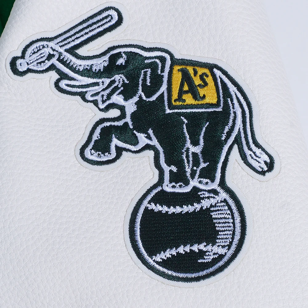 Oakland athletics retro classic womens wool leather varsity jacket green white
