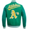 Oakland athletics retro classic wool leather varsity jacket green 7
