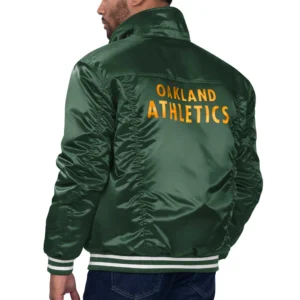 Oakland athletics silver tab trucker satin varsity green jacket 1 1