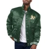 Oakland athletics silver tab trucker satin varsity green jacket 1